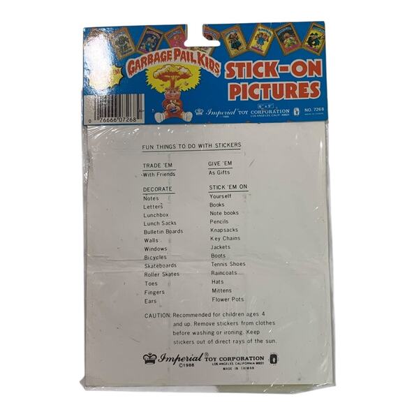 1986 Garbage Pail Kids Stick-On Pictures 6 Stickers Topps Item 7286 - Picture 7 of 7